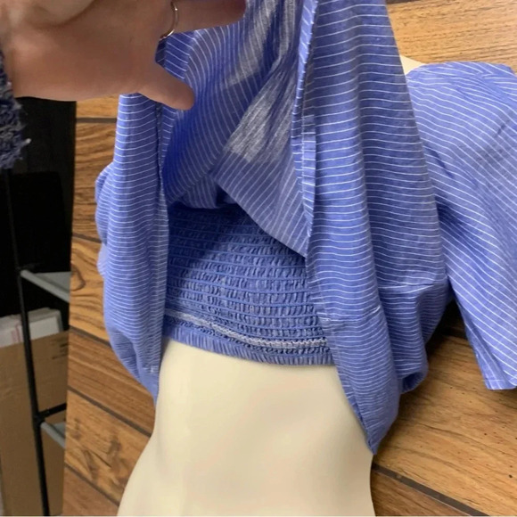 Express size small petite cropped top blue/white striped bra included - Picture 3 of 7